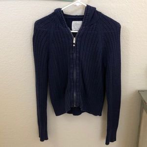 Navy blue zip up sweater